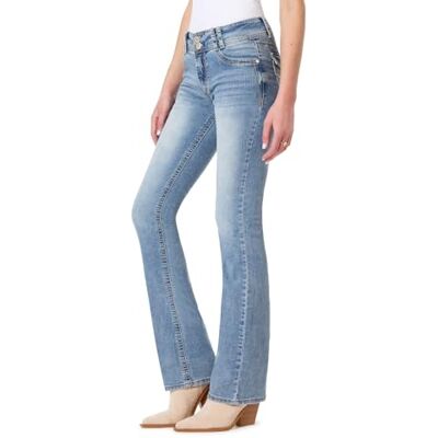WBM08234B-Z070-17 WallFlower Luscious Damskie dżinsy typu bootcut ze średnim stanem, Insta Stretch Denim w rozmiarach Petite, średni rozmiar, Plus Size, Juniors Jeans, 17 WBM08234B-Z070-17 WallFlower Luscious Damskie dżinsy typu bootcut ze średnim stanem, Insta Stretch Denim w rozmiarach Petite, średni rozmiar, Plus Size, Juniors Jeans, 17