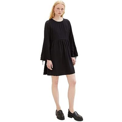 1038142 Dżinsowa mini sukienka damska ze sznurowaniem TOM TAILOR, 14482-głęboka czerń, S 1038142 Dżinsowa mini sukienka damska ze sznurowaniem TOM TAILOR, 14482-głęboka czerń, S