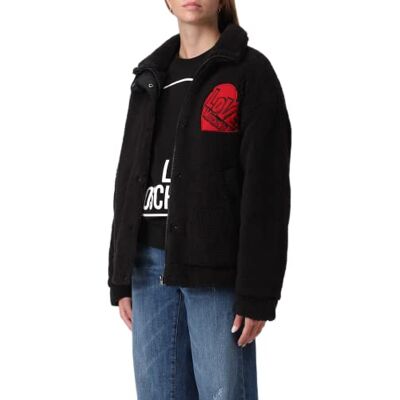W 3 444 80 M 4055 Love Moschino Women's Oversize with Hoodie in 100% Cotton Fleece Jacket, Black, 46 W 3 444 80 M 4055 Love Moschino Women's Oversize with Hoodie in 100% Cotton Fleece Jacket, Black, 46