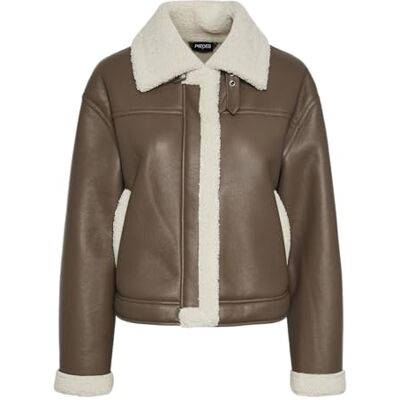 17141595 PIECES Damska kurtka Pcjanelle Short Jacket W. Fur krótka kurtka, Morel/Szczegóły: brzoza, M 17141595 PIECES Damska kurtka Pcjanelle Short Jacket W. Fur krótka kurtka, Morel/Szczegóły: brzoza, M