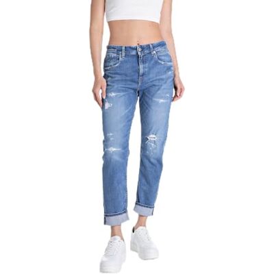 WA416 .000.573 85R Replay Damskie dżinsy Slim Boyfit Marty Eco Plus, 009 Medium Blue, 33W / 32L WA416 .000.573 85R Replay Damskie dżinsy Slim Boyfit Marty Eco Plus, 009 Medium Blue, 33W / 32L