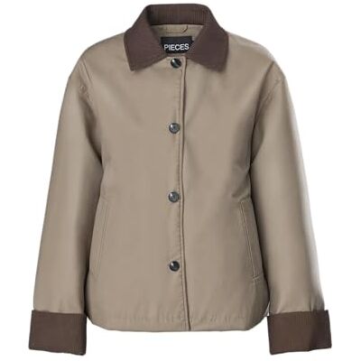 17158711-4843787 PIECES Pcjorma Short Corduroy Jacket, Greige, S 17158711-4843787 PIECES Pcjorma Short Corduroy Jacket, Greige, S