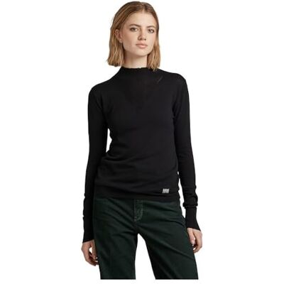 D17703 G-Star RAW Stokyr Slim Knitted Turtleneck sweter, Czarny (Dk Black -8403-6484), XS D17703 G-Star RAW Stokyr Slim Knitted Turtleneck sweter, Czarny (Dk Black -8403-6484), XS