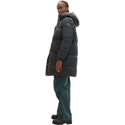 1038687 TOM TAILOR Denim Damski błyszczący płaszcz pikowany ze zdejmowanym kapturem, 21525-huntsman Green, L 1038687 TOM TAILOR Denim Damski błyszczący płaszcz pikowany ze zdejmowanym kapturem, 21525-huntsman Green, L