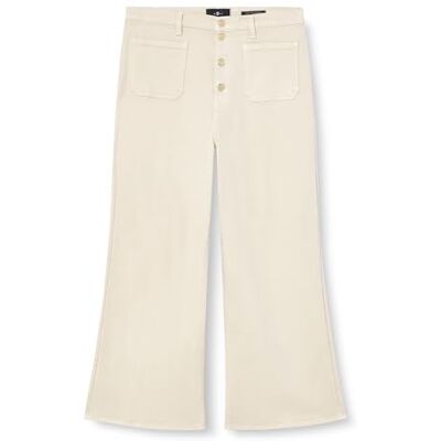 7UG90C14-1A4 7 For All Mankind Damskie spodnie Ultra High Rise Cropped Jo Creme z odkrytymi guzikami i kieszeniami na naszywki, biały, 27W 7UG90C14-1A4 7 For All Mankind Damskie spodnie Ultra High Rise Cropped Jo Creme z odkrytymi guzikami i kieszeniami na naszywki, biały, 27W