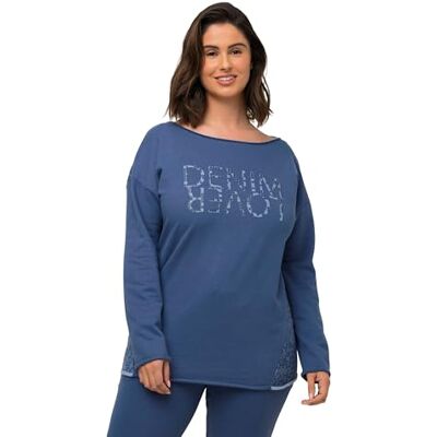 819916 Ulla Popken Damska bluza Loungewear, bardzo miękka, okrągły dekolt, długi rękaw, Jasny błękit żeglarski, 50/52 819916 Ulla Popken Damska bluza Loungewear, bardzo miękka, okrągły dekolt, długi rękaw, Jasny błękit żeglarski, 50/52