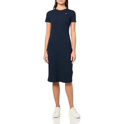 DW19721-400-XXS Tommy Jeans Damska sukienka midi bodycon z logo, Ciemna noc granatowy, XXS DW19721-400-XXS Tommy Jeans Damska sukienka midi bodycon z logo, Ciemna noc granatowy, XXS