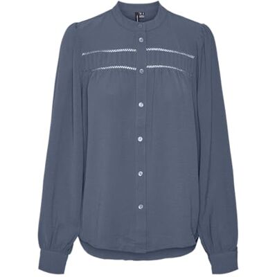 10314655 Vero Moda Vmemma Ls Koronkowa koszula WVN Ga Noos Bluzka z długim rękawem, Niebieski chiński, XL 10314655 Vero Moda Vmemma Ls Koronkowa koszula WVN Ga Noos Bluzka z długim rękawem, Niebieski chiński, XL