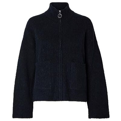 16091220 SELECTED FEMME Slfsia Ras Ls Knit Zipper Cardigan Noos, Dark Sapphire/Szczegóły: melanż, XL 16091220 SELECTED FEMME Slfsia Ras Ls Knit Zipper Cardigan Noos, Dark Sapphire/Szczegóły: melanż, XL