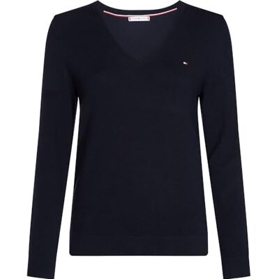 WW0WW42049 Tommy Hilfiger Damski sweter CO Jersey Stitch V-NK, Desert Sky, XXL, Pustynne niebo, XXL WW0WW42049 Tommy Hilfiger Damski sweter CO Jersey Stitch V-NK, Desert Sky, XXL, Pustynne niebo, XXL