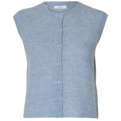 16098808-4900370 Slflulu Sl Button O-Neck Vest Noos, Cashmere Blue, S 16098808-4900370 Slflulu Sl Button O-Neck Vest Noos, Cashmere Blue, S