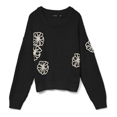 10331444-4860091 VERO MODA Vmlaura Ls O-Neck sweter Boo, czarny, L 10331444-4860091 VERO MODA Vmlaura Ls O-Neck sweter Boo, czarny, L