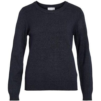 14054177 Vila Damski sweter Viril L/S O-Neck Knit Top-noos, Total Eclipse, szczegóły: melanż, XS 14054177 Vila Damski sweter Viril L/S O-Neck Knit Top-noos, Total Eclipse, szczegóły: melanż, XS