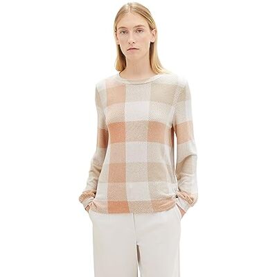 1038171 TOM TAILOR Damska koszulka z długim rękawem, 32500 Blush Orange Cosy Check, M 1038171 TOM TAILOR Damska koszulka z długim rękawem, 32500 Blush Orange Cosy Check, M