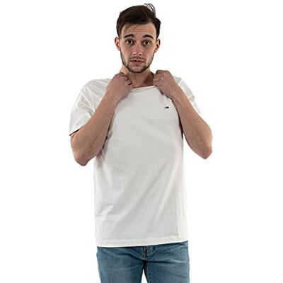 DM0DM09598 Tommy Jeans Męska koszulka TJM Classic z krótkim rękawem i okrągłym dekoltem, biały, XXL DM0DM09598 Tommy Jeans Męska koszulka TJM Classic z krótkim rękawem i okrągłym dekoltem, biały, XXL