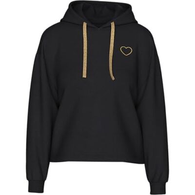 17121098-3797771 PIECES Pcchilli Ls Heart Hoodie Noos Bc, czarny, S 17121098-3797771 PIECES Pcchilli Ls Heart Hoodie Noos Bc, czarny, S