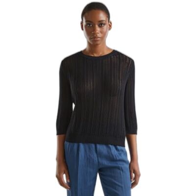 1394D10AF United Colors of Benetton Sweter damski, Czarny, XXS 1394D10AF United Colors of Benetton Sweter damski, Czarny, XXS