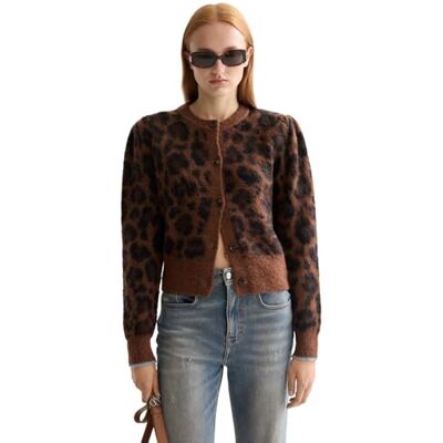 U9B01043T Scotch & Soda Rozmyty kardigan żakardowy, Pokojowy lampart U297, L U9B01043T Scotch & Soda Rozmyty kardigan żakardowy, Pokojowy lampart U297, L