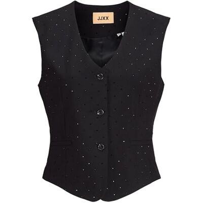 12267572 Jack & Jones JXLORA Stras Waistcoat TLR, Czarny/szczegóły: kryształ górski, XS 12267572 Jack & Jones JXLORA Stras Waistcoat TLR, Czarny/szczegóły: kryształ górski, XS