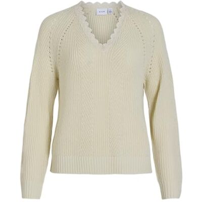 14103377-4659555 Vila Vioa New L/S V-Neck Lace Knit Top/Pb, brzoza, L 14103377-4659555 Vila Vioa New L/S V-Neck Lace Knit Top/Pb, brzoza, L