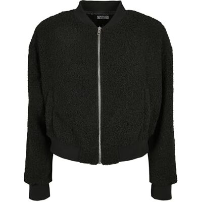 TB4758 Urban Classics Damska kurtka bomberka oversize Sherpa, czarny, 5XL TB4758 Urban Classics Damska kurtka bomberka oversize Sherpa, czarny, 5XL