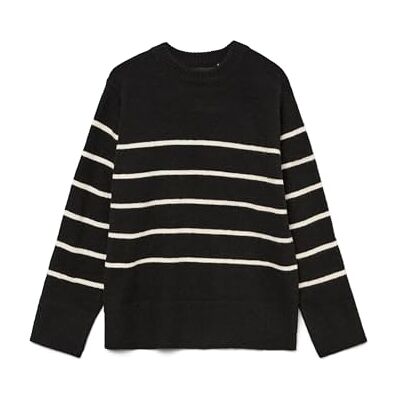 10320487 VERO MODA VMFLAWLESS LS sweter z okrągłym dekoltem GA NOOS, Black/Stripes:w. Birch, M 10320487 VERO MODA VMFLAWLESS LS sweter z okrągłym dekoltem GA NOOS, Black/Stripes:w. Birch, M