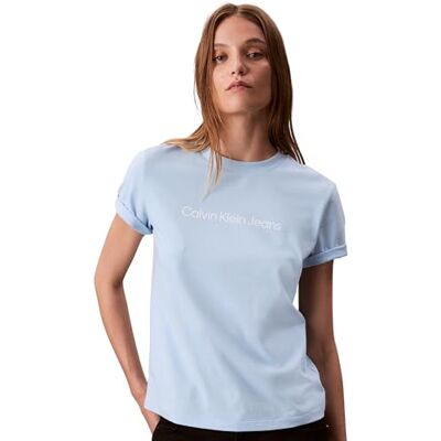 LV047C912GCDLM Calvin Klein Jeans Damska koszulka A- INST. Logo Classic SS LV047C912G Graphic Tees, niebieska (Cerulean), M, Niebieski (Cerulean), M LV047C912GCDLM Calvin Klein Jeans Damska koszulka A- INST. Logo Classic SS LV047C912G Graphic Tees, niebieska (Cerulean), M, Niebieski (Cerulean), M
