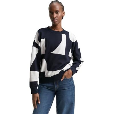 1049413 TOM TAILOR Denim Bluza damska, 38859 granatowy biały nadruk Big Scale Print, L 1049413 TOM TAILOR Denim Bluza damska, 38859 granatowy biały nadruk Big Scale Print, L