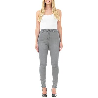 5056242860068 M17 Damskie dżinsy z wysokim stanem Skinny Fit Casual bawełniane spodnie z kieszeniami (16, czarne), średni szary, 36 5056242860068 M17 Damskie dżinsy z wysokim stanem Skinny Fit Casual bawełniane spodnie z kieszeniami (16, czarne), średni szary, 36