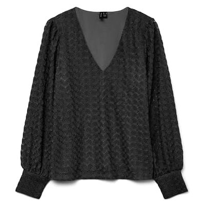 10336137-4850759 VERO MODA Vmbecca Ls V-Neck Lace Top JRS Noos, czarny, S 10336137-4850759 VERO MODA Vmbecca Ls V-Neck Lace Top JRS Noos, czarny, S