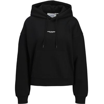 12280152-4846035 JACK & JONES Jxstudio Vesterbro Ls RLX bluza damska z kapturem SWT Noos, czarny, XL 12280152-4846035 JACK & JONES Jxstudio Vesterbro Ls RLX bluza damska z kapturem SWT Noos, czarny, XL