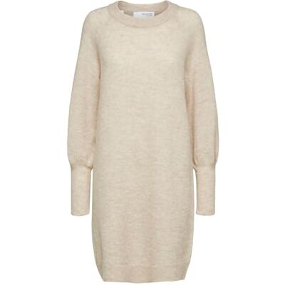 16082201 SELECTED FEMME BLACK Damska sukienka Slflulu Ls Knit Dress O-Neck B, Birch/szczegóły: melanż, XS 16082201 SELECTED FEMME BLACK Damska sukienka Slflulu Ls Knit Dress O-Neck B, Birch/szczegóły: melanż, XS