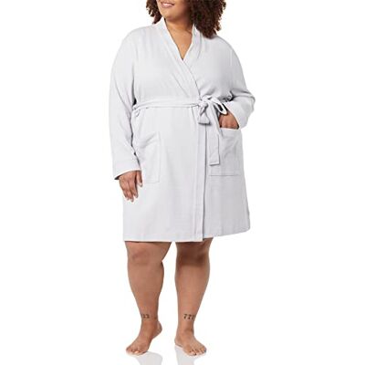 AEW30219SS22_Light Grey Amazon Essentials Women's Lekki szlafrok średniej długości o splocie waflowym (dostępny w wersji Plus Size), Jasnoszary, XXL Duże rozmiary AEW30219SS22_Light Grey Amazon Essentials Women's Lekki szlafrok średniej długości o splocie waflowym (dostępny w wersji Plus Size), Jasnoszary, XXL Duże rozmiary
