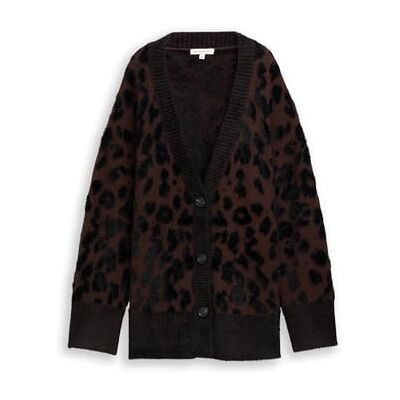 1049159 TOM TAILOR Damski kardigan z dzianiny, 39133 Big Brown Leo Design, S 1049159 TOM TAILOR Damski kardigan z dzianiny, 39133 Big Brown Leo Design, S