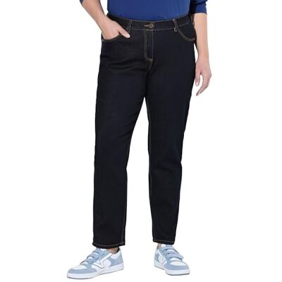 842154 Ulla Popken Damskie dżinsy, Boyfriend Casual Pants, niebieski (Dark Blue Denim), 50W / 32L 842154 Ulla Popken Damskie dżinsy, Boyfriend Casual Pants, niebieski (Dark Blue Denim), 50W / 32L