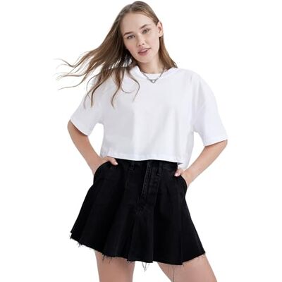 B0651AX DeFacto Damska koszulka oversize Crop Tops – klasyczna koszulka basic dla kobiet – wygodna koszulka oversize dla kobiet, biały, XXL B0651AX DeFacto Damska koszulka oversize Crop Tops – klasyczna koszulka basic dla kobiet – wygodna koszulka oversize dla kobiet, biały, XXL