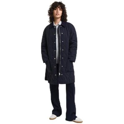 4751124 GANT Pikowany płaszcz z detalami, niebieski (Evening Blue), S 4751124 GANT Pikowany płaszcz z detalami, niebieski (Evening Blue), S