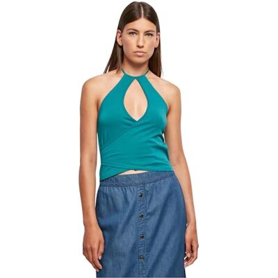 TB5974-04429-0040 Urban Classics Damski top z wiązaniem na szyi, czarny, basics, casualowy, streetwear, zielony, 5XL TB5974-04429-0040 Urban Classics Damski top z wiązaniem na szyi, czarny, basics, casualowy, streetwear, zielony, 5XL