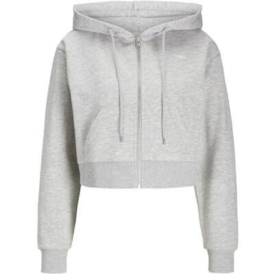 12258450 Jack & Jones JXALFA REG LS Every Logo Zip Hood SWT SN, Jasnoszary melanż/nadruk: jasnobiałe logo Jjxx, S 12258450 Jack & Jones JXALFA REG LS Every Logo Zip Hood SWT SN, Jasnoszary melanż/nadruk: jasnobiałe logo Jjxx, S