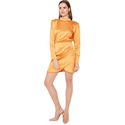 TPRAW22EL1217 Trendyol Damska sukienka wieczorowa Mini Wrapover Regular Woven, pomarańczowy, 62 TPRAW22EL1217 Trendyol Damska sukienka wieczorowa Mini Wrapover Regular Woven, pomarańczowy, 62