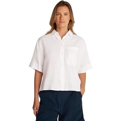 WW0WW44720YCF36 TOMMY HILFIGER Damska koszula ESS LINEN RELAXED S/S WW0WW44720, biała, 36, Biały (Th Optic White), 62 WW0WW44720YCF36 TOMMY HILFIGER Damska koszula ESS LINEN RELAXED S/S WW0WW44720, biała, 36, Biały (Th Optic White), 62