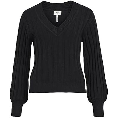 23042243 Object OBJALICE L/S dekolt w serek sweter z dzianiny NOOS, czarny, XS 23042243 Object OBJALICE L/S dekolt w serek sweter z dzianiny NOOS, czarny, XS