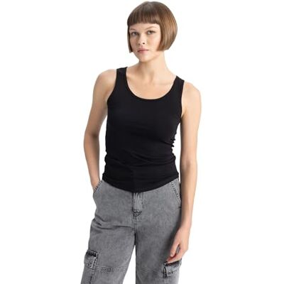 B0652AX DeFacto Damski top typu crop top, sportowy top damski, modny top damski, sportowy styl, wszechstronne łączenie, czarny, XS B0652AX DeFacto Damski top typu crop top, sportowy top damski, modny top damski, sportowy styl, wszechstronne łączenie, czarny, XS