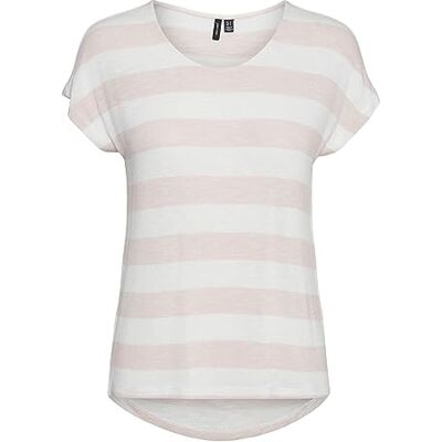 10284474 VERO MODA Vmwide Stripe S/L Ga JRS Noos Top damski, Sepia Rose/Stripes:snow White, XS 10284474 VERO MODA Vmwide Stripe S/L Ga JRS Noos Top damski, Sepia Rose/Stripes:snow White, XS
