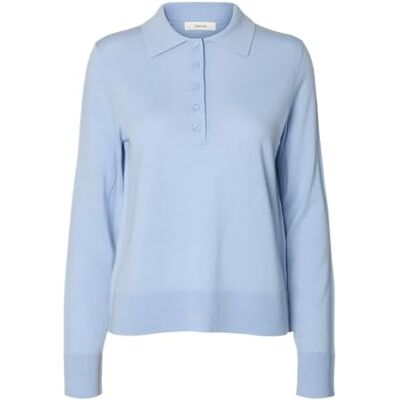 16098146-4905732 SELECTED WOMEN Slfthea Ls Knit Merino Collar Neck Noos, Cashmere Blue, L 16098146-4905732 SELECTED WOMEN Slfthea Ls Knit Merino Collar Neck Noos, Cashmere Blue, L