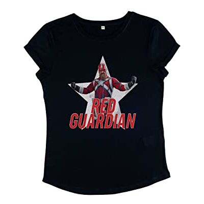 20MARL00008A-163 Marvel Women's Black Widow-Red Guardian Rolled Sleeve T-Shirt, granatowy, L, granatowy, L 20MARL00008A-163 Marvel Women's Black Widow-Red Guardian Rolled Sleeve T-Shirt, granatowy, L, granatowy, L