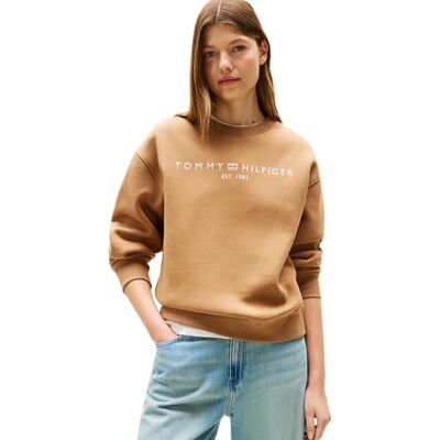 WW0WW39791 Tommy Hilfiger Bluza damska bez kaptura, Brązowy (hikora), XXS WW0WW39791 Tommy Hilfiger Bluza damska bez kaptura, Brązowy (hikora), XXS