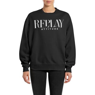 W3106C.000.22890CS Replay Damska bluza oversize, 098 BLACK, L W3106C.000.22890CS Replay Damska bluza oversize, 098 BLACK, L