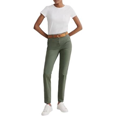 PK011-ADELMOB Caroll Proste spodnie chinosy, Khaki zielony, 42 PK011-ADELMOB Caroll Proste spodnie chinosy, Khaki zielony, 42