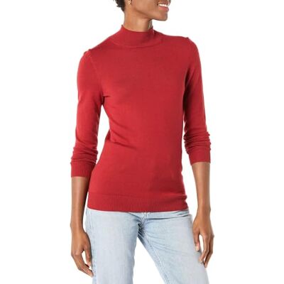 AE1896368-Dred-XX-Large Amazon Essentials Damski lekki sweter typu Mockneck (dostępny w dużych rozmiarach), ciemnoczerwony, XXL AE1896368-Dred-XX-Large Amazon Essentials Damski lekki sweter typu Mockneck (dostępny w dużych rozmiarach), ciemnoczerwony, XXL